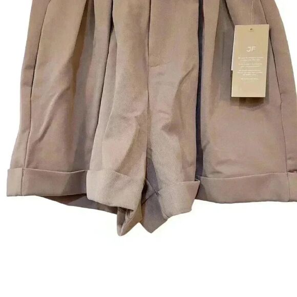 Just Fab Women's Taupe Poly/Rayon/Spandex Lightweight Paperbag Shorts w Pockets - Picture 7 of 12